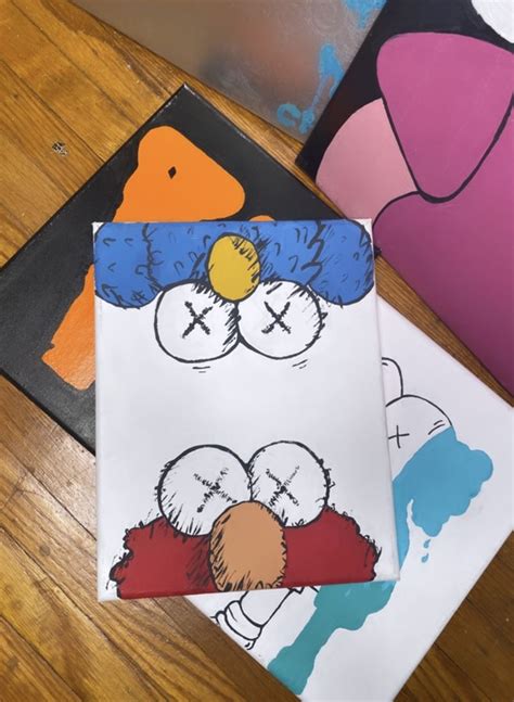 Kaws X Sesame Street Diy Canvas Art Painting Cute Canvas Paintings