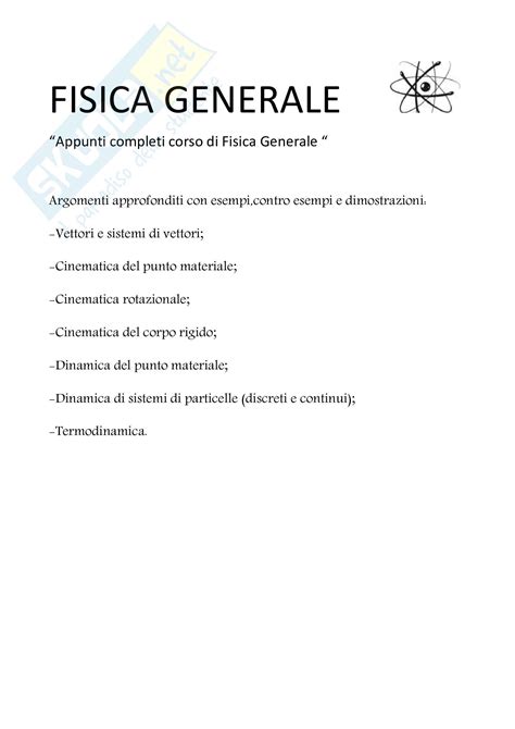 Appunti Completi Corso Di Fisica Generale