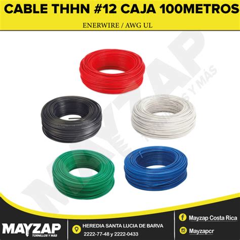 Cable THHN 12 AWG UL Caja De 100 Metros Marca Enerwire Mayzap