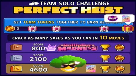 Team Solo Challenge Perfect Heist Multiplier Madness Match Masters