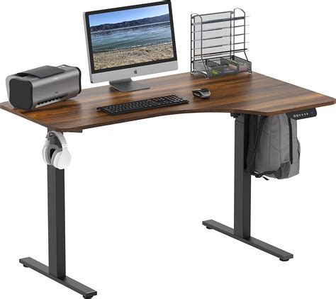 SHW 55 Inch L Shaped Electric Height Adjustable L Shaped Standing Desk