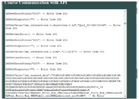 Scorm Error Code 201 What Could Be Causing It Adobe Community