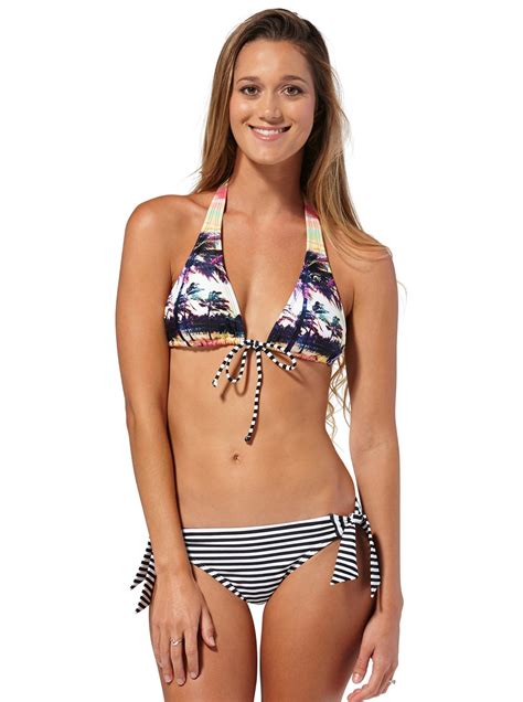 Sunset Stripe Racerback Halter Bikini Top Arjx300066 Roxy