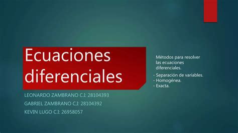 Ecuaciones Diferenciales Ppt