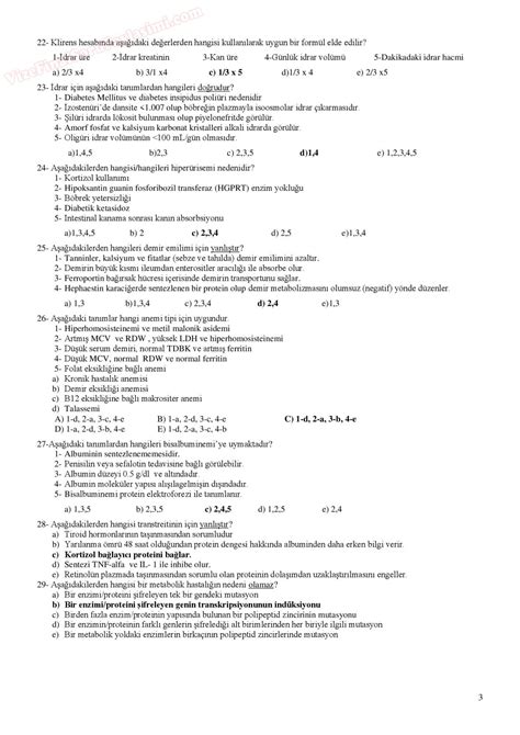 Klinik Biyokimya Sorular Sayfa Vize Ve Final Sorular Payla M