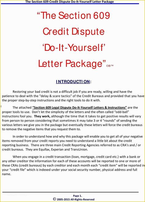 Printable Free 609 Credit Dispute Letter Templates Get Your Hands On