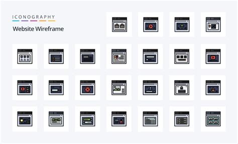 Premium Vector Website Wireframe Line Filled Style Icon Pack