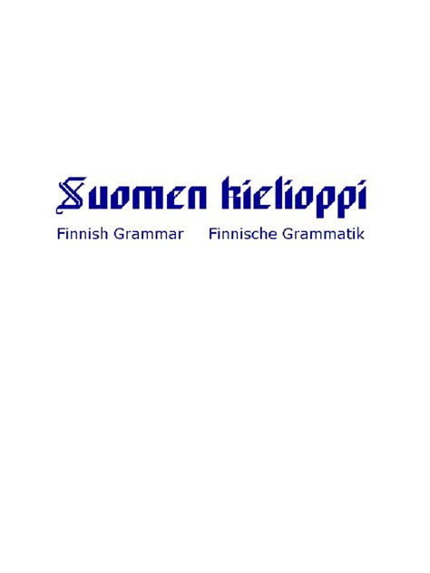 Finnish Grammar | PDF | Grammatical Tense | Semantics