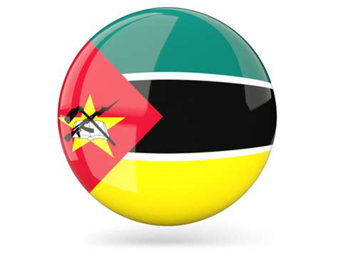 Glossy Round Icon Illustration Of Flag Of Mozambique