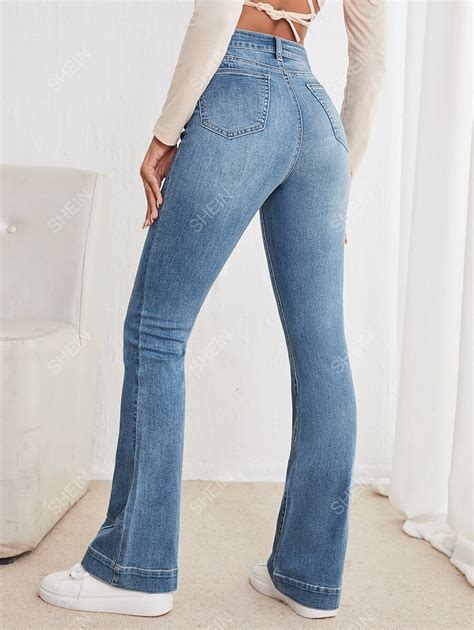 Shein Frenchy Seam Detail Flare Leg Jeans Shein Uk