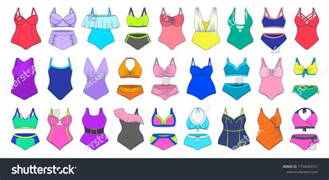 Swimming Suits Set Doodle Bikini Collection Stock Vector Royalty Free