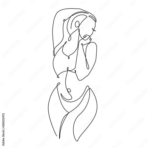 Modern Trendy Line Art Drawing Of Woman Body Female Figure Line Art