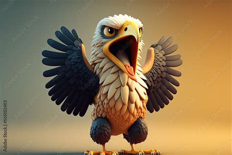 Cute 3d Cartoon Eagle Character Generative Ai Stock Illustration Adobe Stock