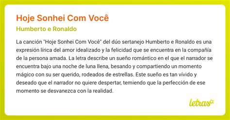 Letra De Humberto E Ronaldo Hoje Sonhei Com Você - Significado de la canción HOJE SONHEI COM VOCÊ (Humberto e Ronaldo ...