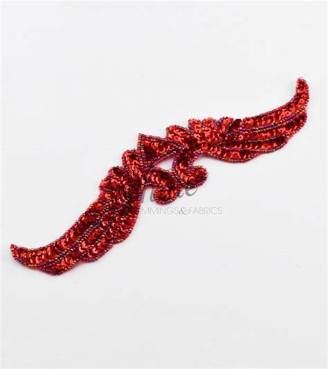 Wings Sequin Motif Red Shine Trimmings Fabrics