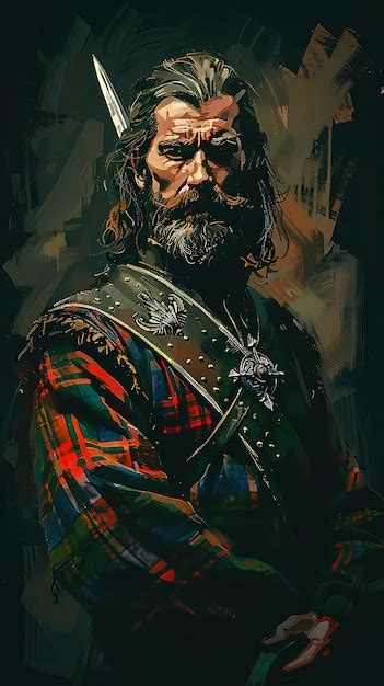 Premium Photo Celtic Man Portrait Wearing A Traditional Kilt And A Sporran Tshirt Design Art