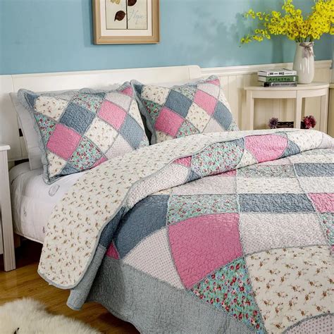 Chausub diamante floral patchwork quilt Set 3 Unid algodón Edredones