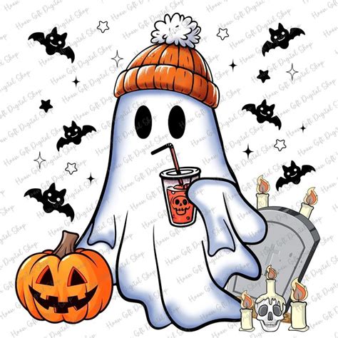 Ghost Drinking Png Cute Ghost Drinking Coffee Png Cute Ghost Png