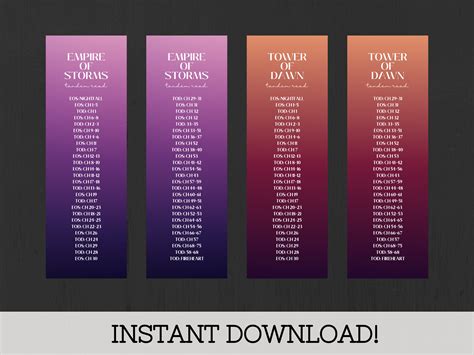 Digital Download Tog Throne Of Glass Tandem Read Printable Bookmarks Set Of 2 Empire Of Storms