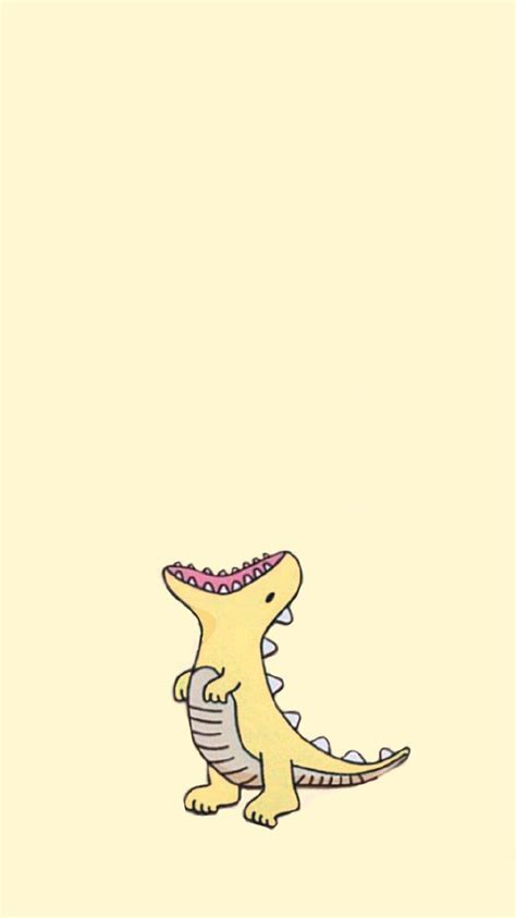 Yellow dino wallpaper | Cute cartoon wallpapers, Dinosaur drawing ...