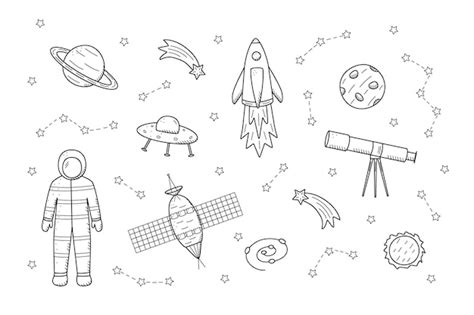 Cosmos Doodle Est Un Ensemble D Illustrations Vectorielles Ic Nes D