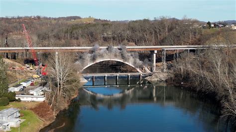 WVDOH demolishes northbound span of South Fairmont West Virginia Arch ...