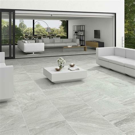 Icarus Grey Stone Effect Porcelain Paving Slab Tile Mountain