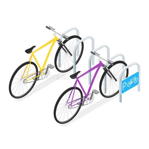 Isometric Bicycle Parking Flat Style Vector Stock Vector Illustration Of People Design