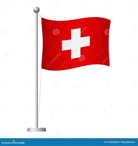 Switzerland Flag On Pole Icon Stock Illustration Illustration Of Rope