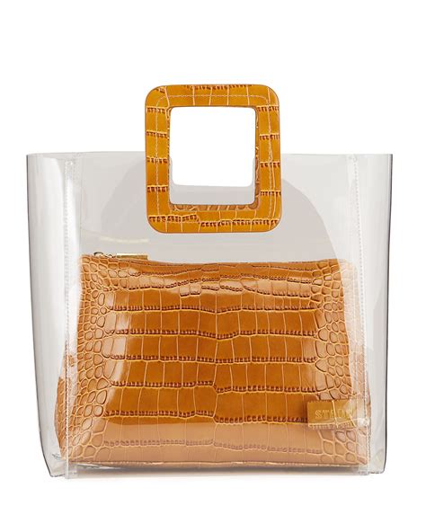 Staud Shirley Clear PVC And Crocodile Embossed Tote Bag Neiman Marcus