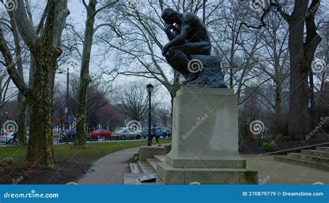 Statue Of The Thinker In Philadelphia Street Photography Editorial