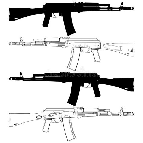 Assault Rifle Vector Automatic Gunfire Rifle With Silhouette Included