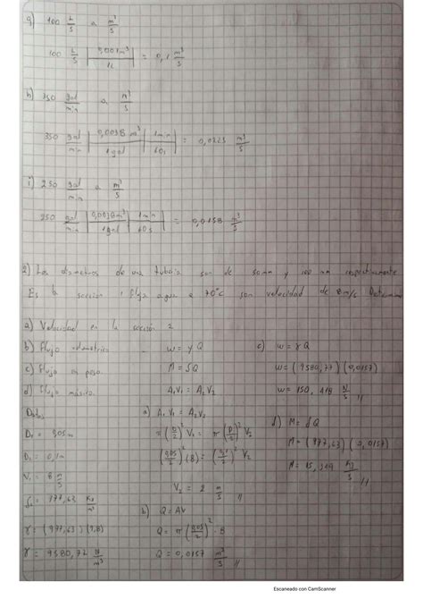 Solution Mecanica De Fluidos Conversiones Velocidad Peso Flujo Masico