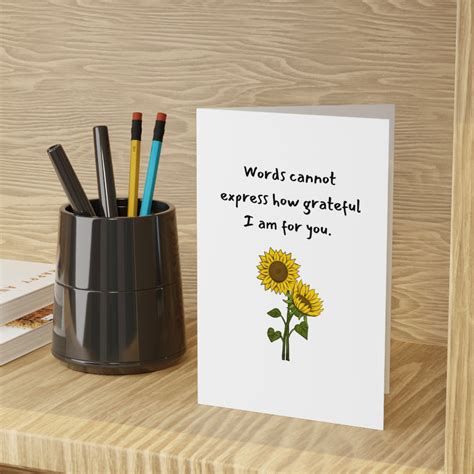 Floral Thank You Card Sunflower Sunshine Dandelion Blown Away Word