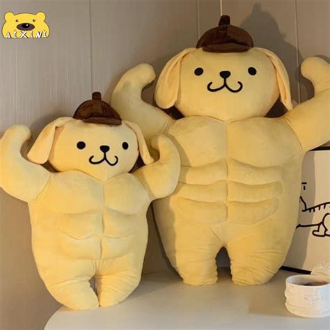 58 85cm Cute Cartoon Kawaii Sanrioed Pompompurins Funny Chest Muscle