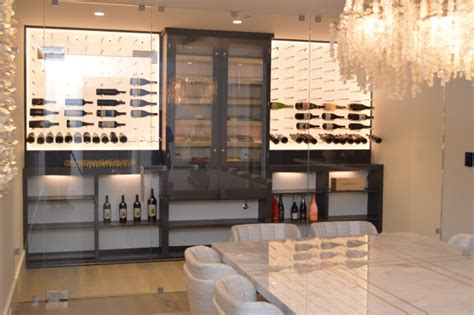 Stunning Wine Cellar With Small Humidor Contemporary Wine Cellar