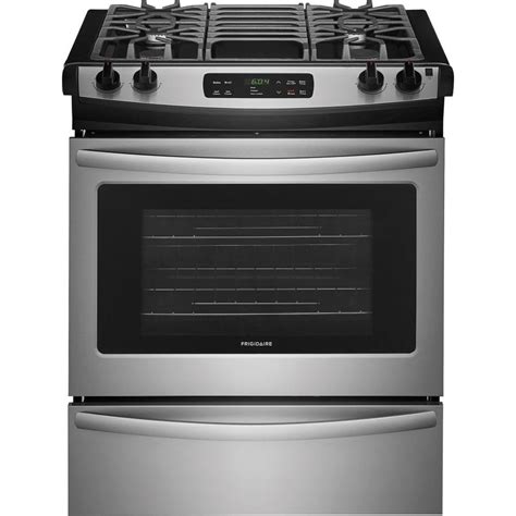 Frigidaire 4.5-cu ft Self-Cleaning Slide-in Gas Range (Stainless Steel) (Common: 30-in; Actual ...