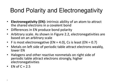 PPT - 2.1 Polar Covalent Bonds: Electronegativity PowerPoint ...