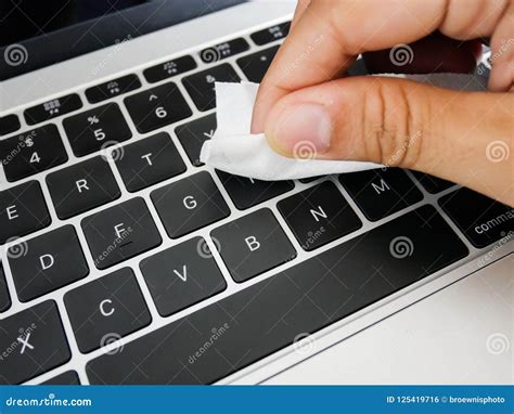 Cleaning Laptop Keyboard with Cleaning Cloth Stock Photo - Image of dirt, long: 125419716