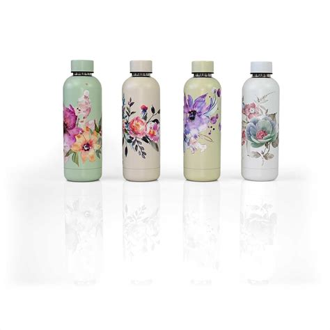 Water Bottle Drinking Bottle Pink Flowers Yogashop