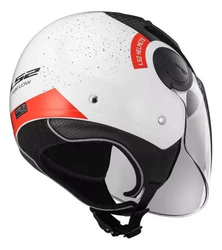 Casco Abierto Moto Ls Airflow Condor Blanco Negro Rojo Yoruedo