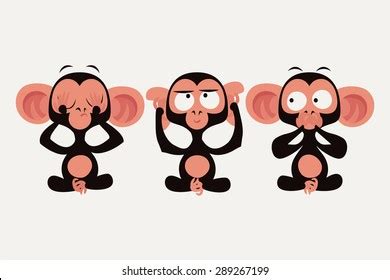 Three Wise Monkeys Illustration Royalty Free Stock SVG Vector