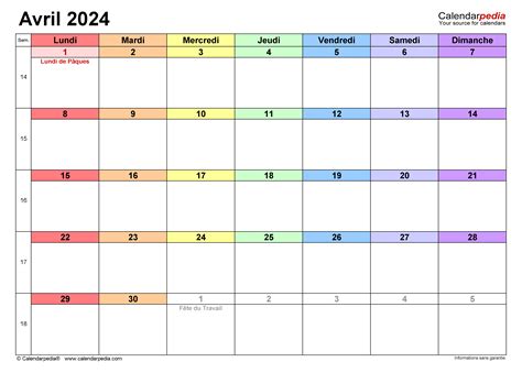 Calendrier Avril 2024 Avec Fetes Halie Kerrill