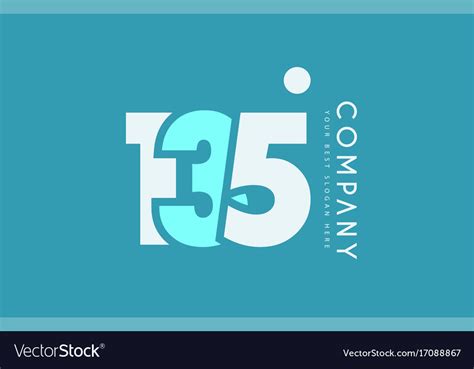 Number 135 Blue White Cyan Logo Icon Design Vector Image