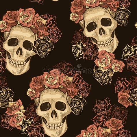 Sugar Skull Seamless Pattern Stock Vector - Illustration of ornament ...