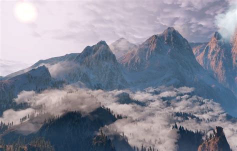 Wallpaper Clouds Mountains Snow Forest The Witcher The Witcher