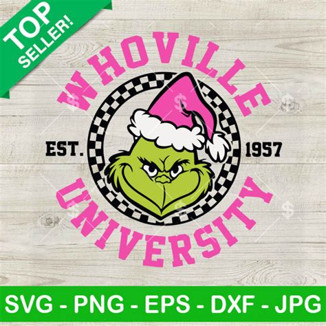 Grinch Whoville University Est Svg Pink Grinch Svg Christmas