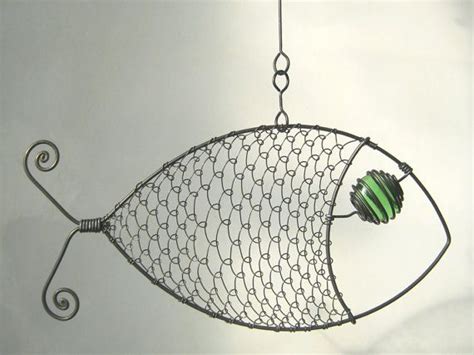 Fish Mobile Wire Art Sculpture | Wire art sculpture, Wire art, Copper ...