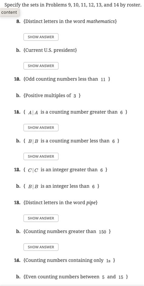 Solved Specify The Sets In Problems And Chegg