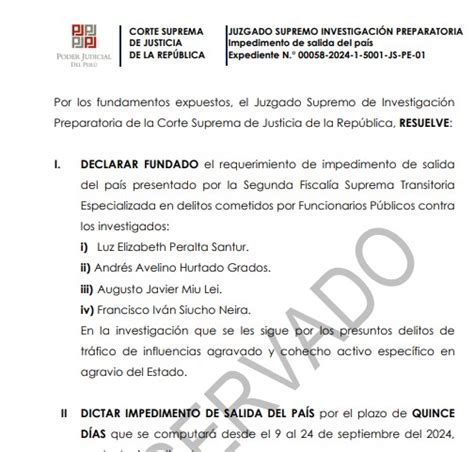 Andr S Hurtado Poder Judicial Dicta Impedimento De Salida Del Pa S